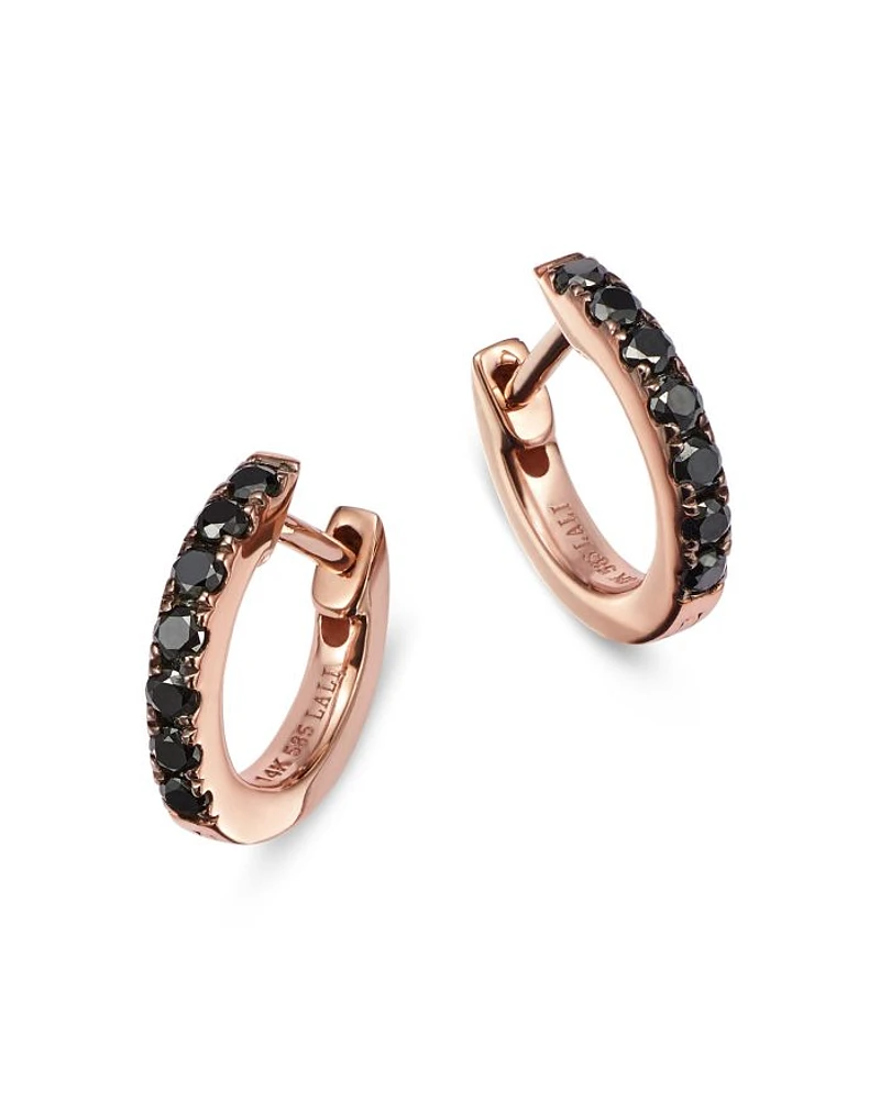 Diamond Huggie Hoop Earrings in 14K Rose Gold