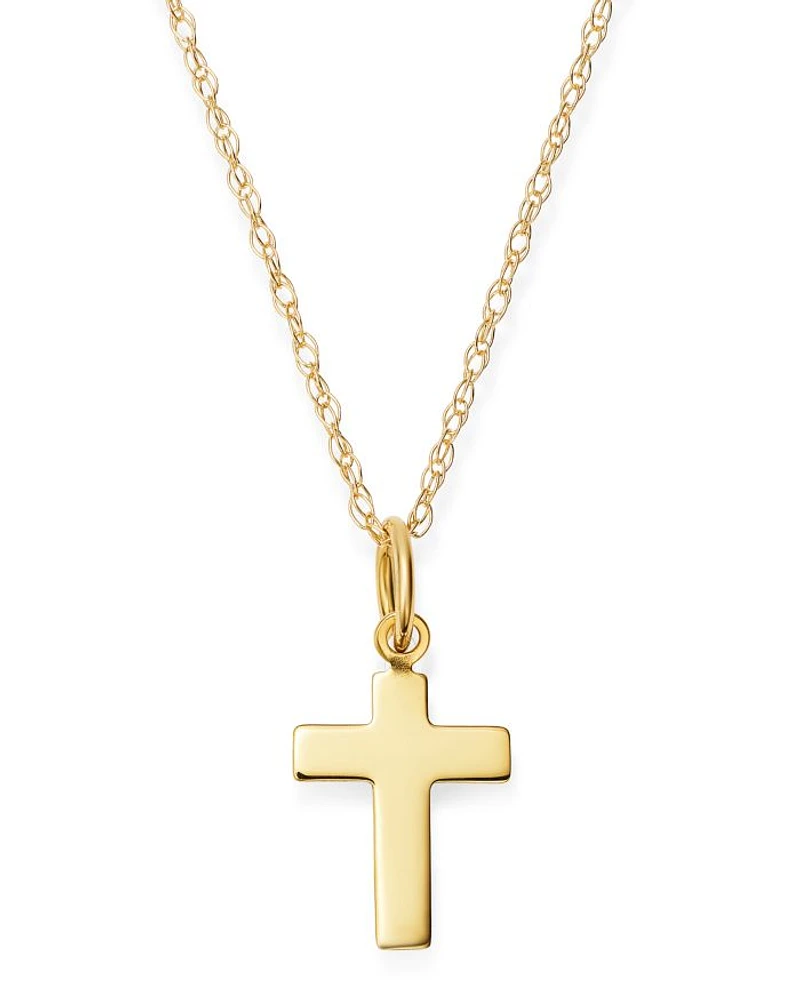 14K Yellow Gold Cross Pendant Necklace, 16"-18"
