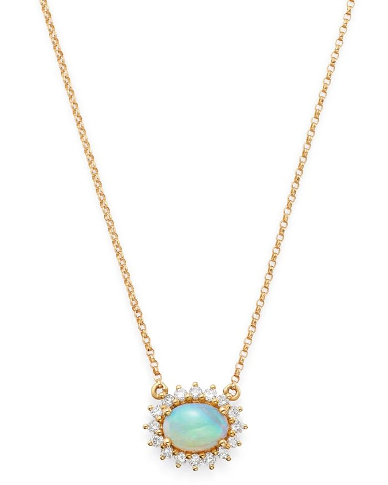 Opal and Diamond East-West Pendant Necklace in 14K Yellow Gold, 18"