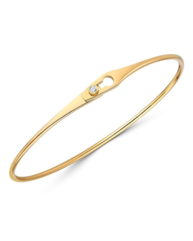 18K Yellow Gold Serrure Bangle Bracelet with Diamond