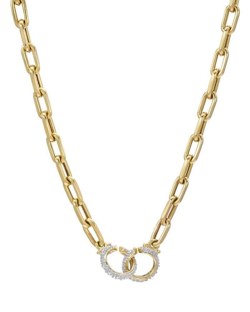 14K Yellow Gold Diamond Chain Necklace, 16"