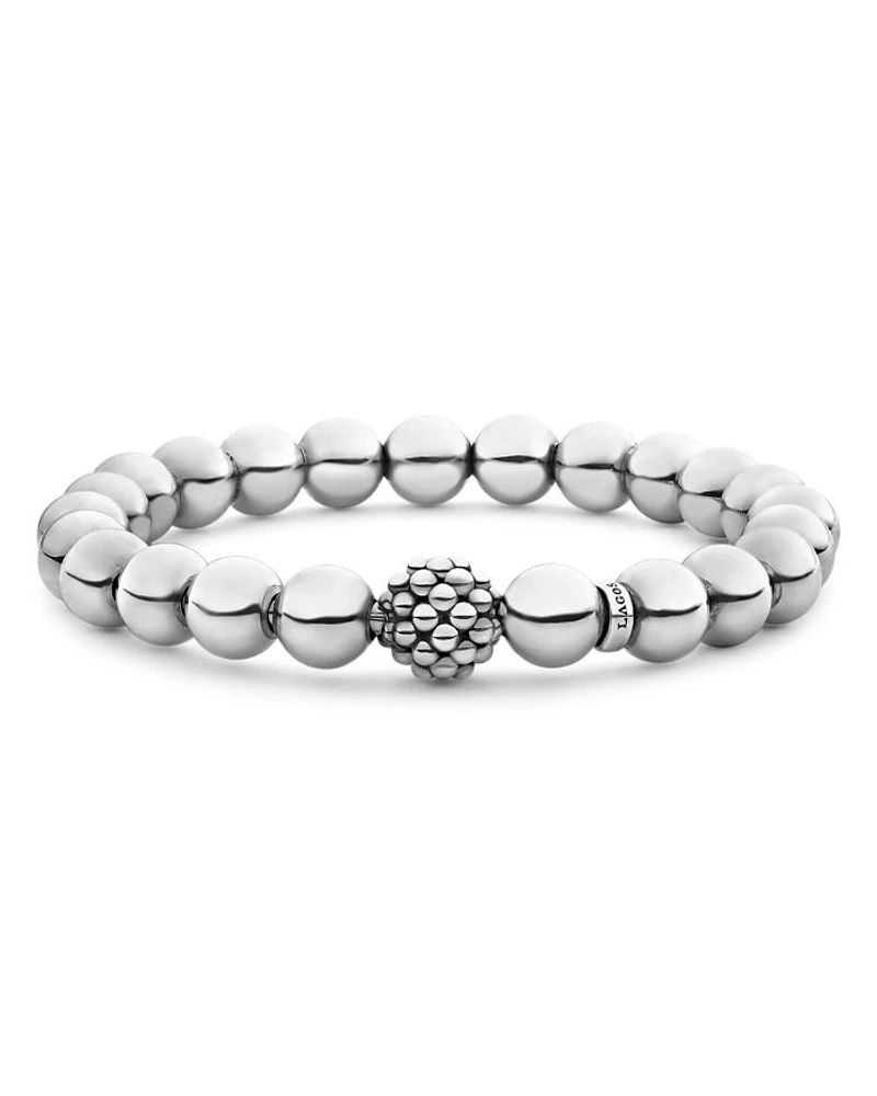 Sterling Silver Signature Caviar Lattice Ball Bracelet