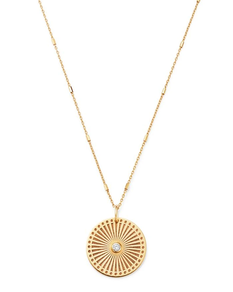 14K Yellow Gold & Diamond Sunbeam Medallion Pendant Necklace, 18"