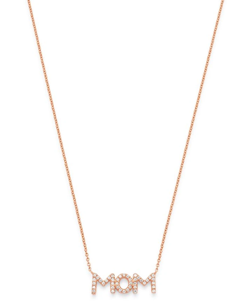 Diamond Mom Pendant Necklace in 14K Rose Gold, 0.08 tcw