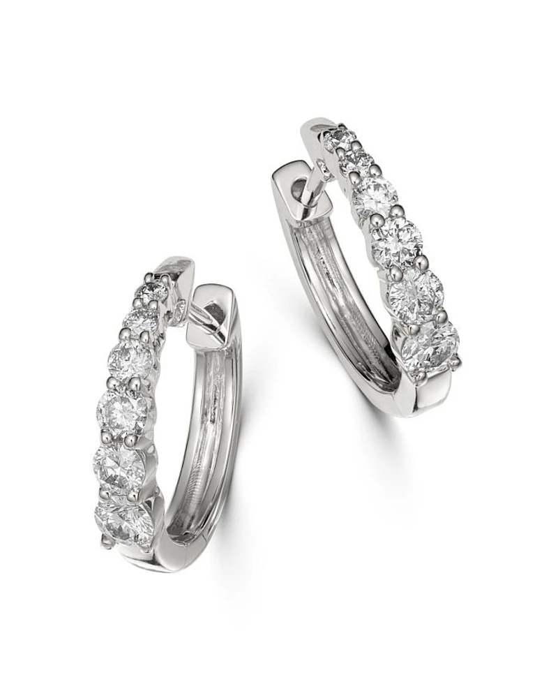 Diamond Graduated Hoop Earrings in 14K White Gold, 0.50 tcw