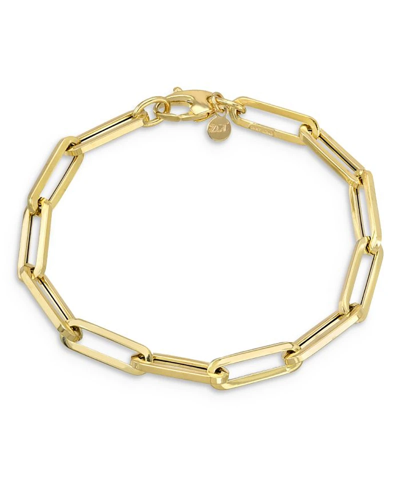 14K Yellow Gold Extra Large Paper Clip Chain Bracelet