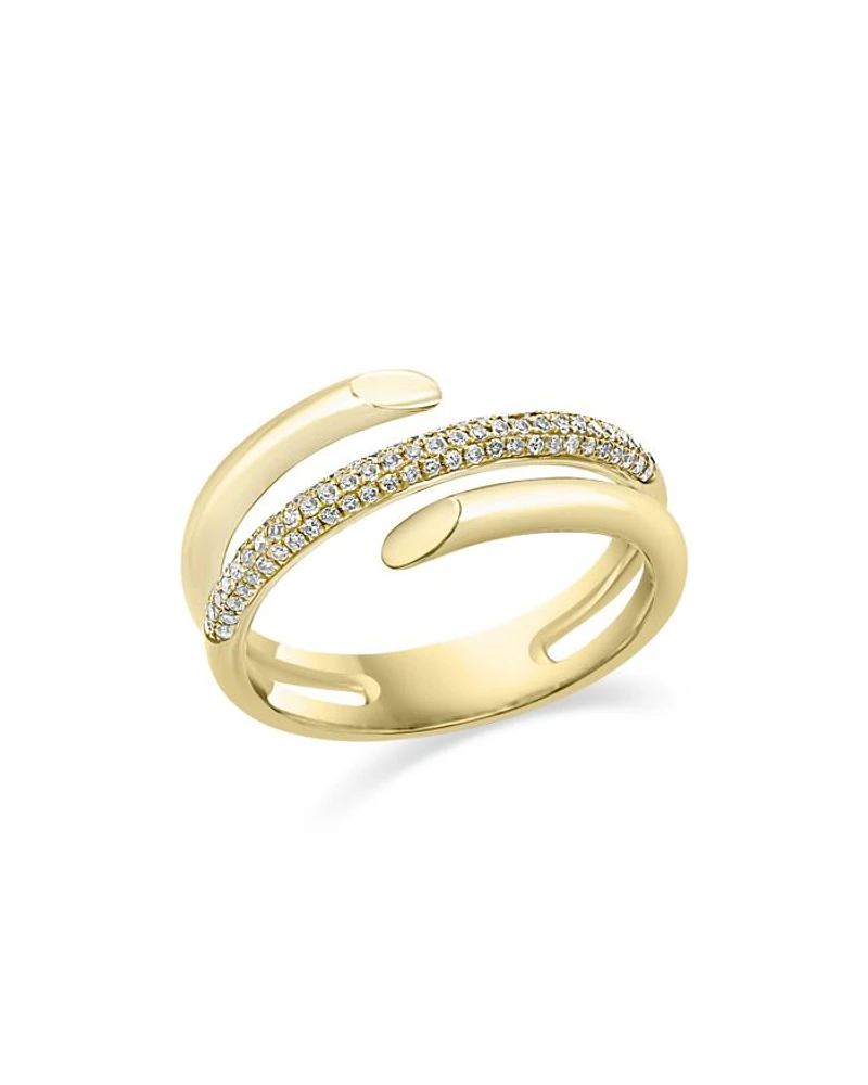 Diamond Pave Wrap Statement Ring in 14K Yellow Gold, 0.25 tcw
