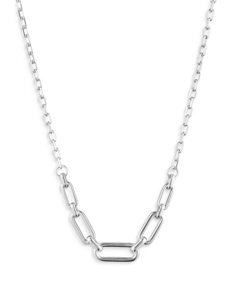 Oval Link Statement Necklace in Sterling Silver, 14"-17"