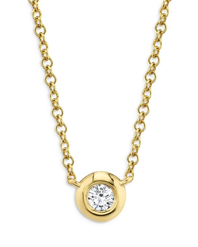 14K Yellow Gold Bezel-Set Diamond Pendant Necklace, 18" - Exclusive