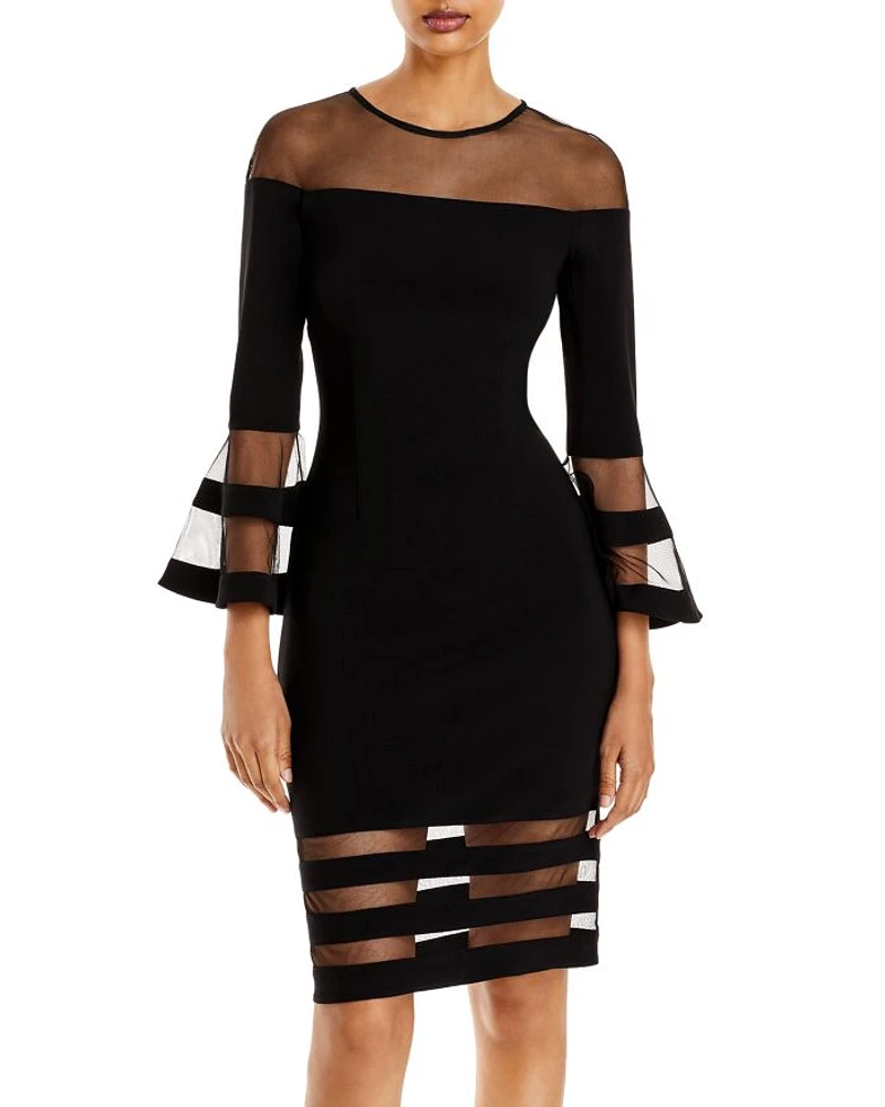 Bell-Sleeve Illusion Dress - Exclusive