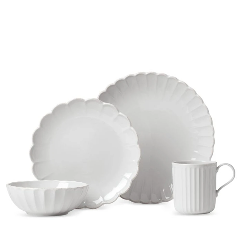 French Perle Scallop 4 Piece Place Setting