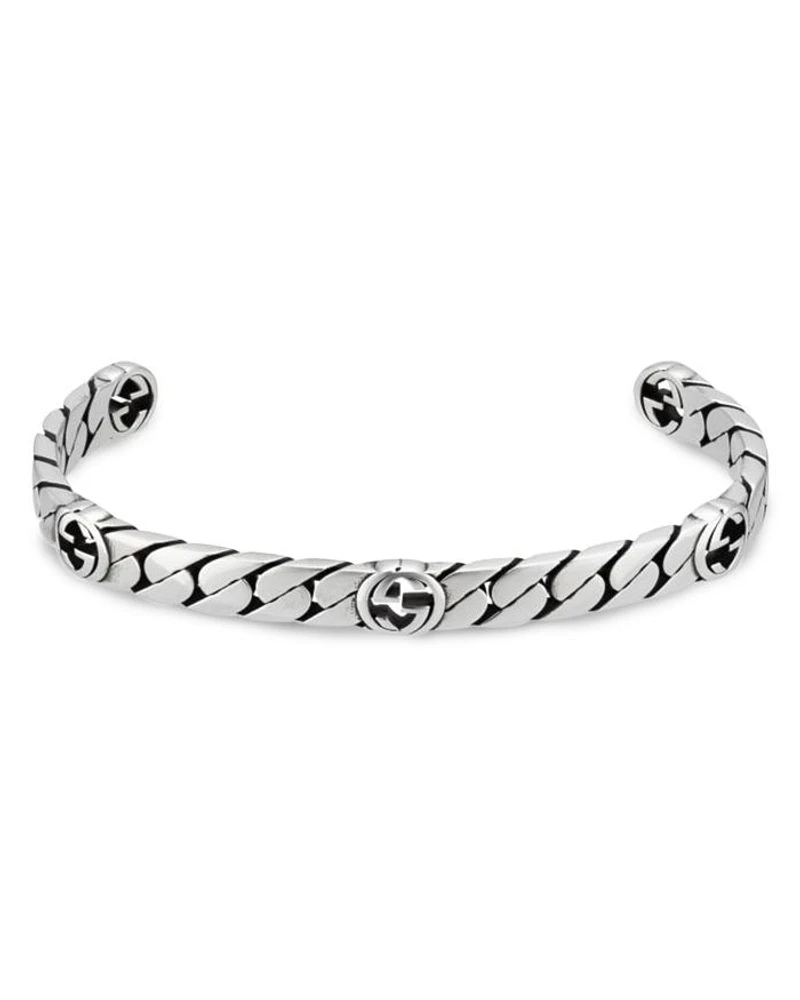 Sterling Silver Interlocking G Cuff Bangle Bracelet