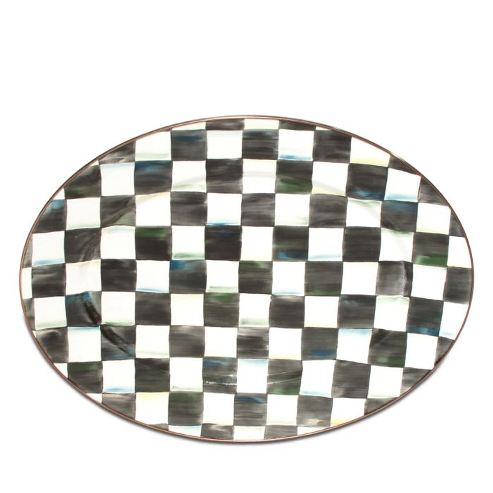Courtly Check Enamel Oval Platter, Medium