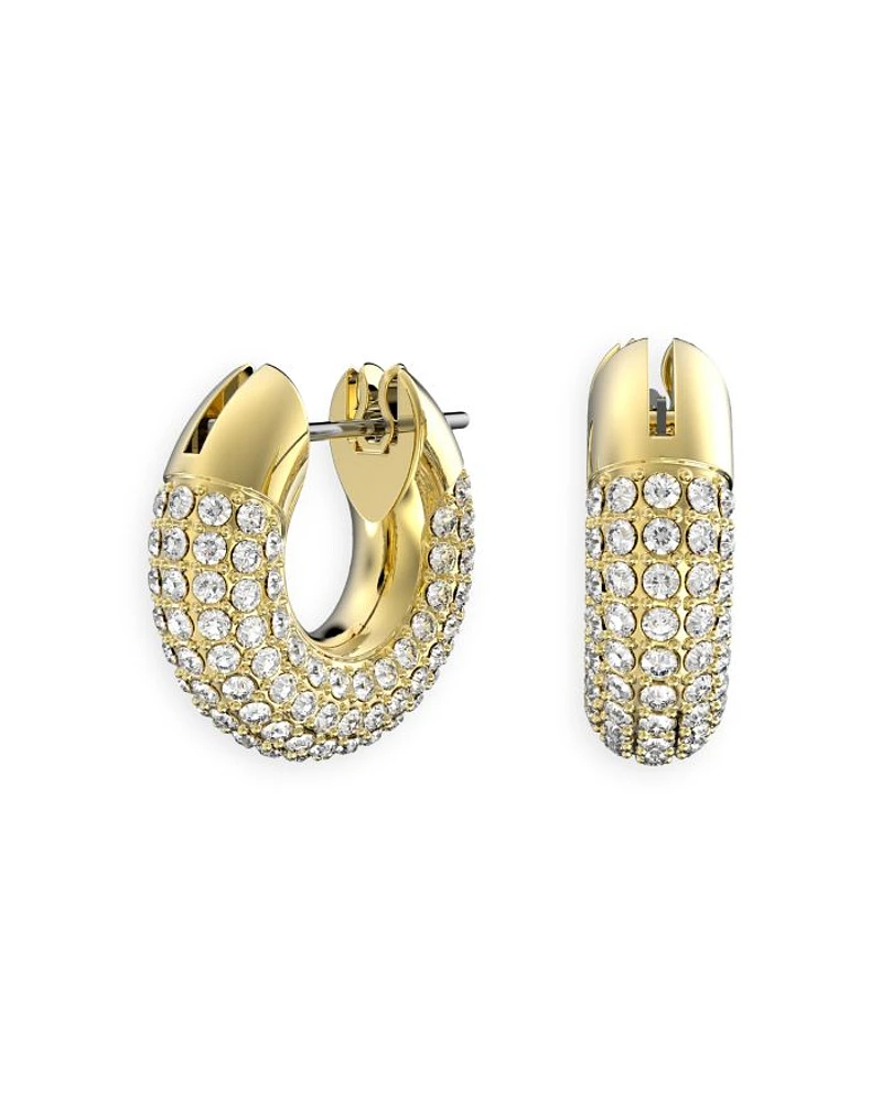 Dextera Pavé Tubular Huggie Hoop Earrings in Gold Tone