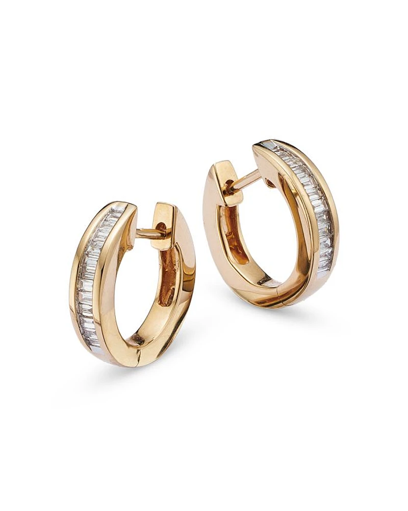 Channel Set Diamond Hoop Earrings in 14K Yellow Gold, 0.25 tcw