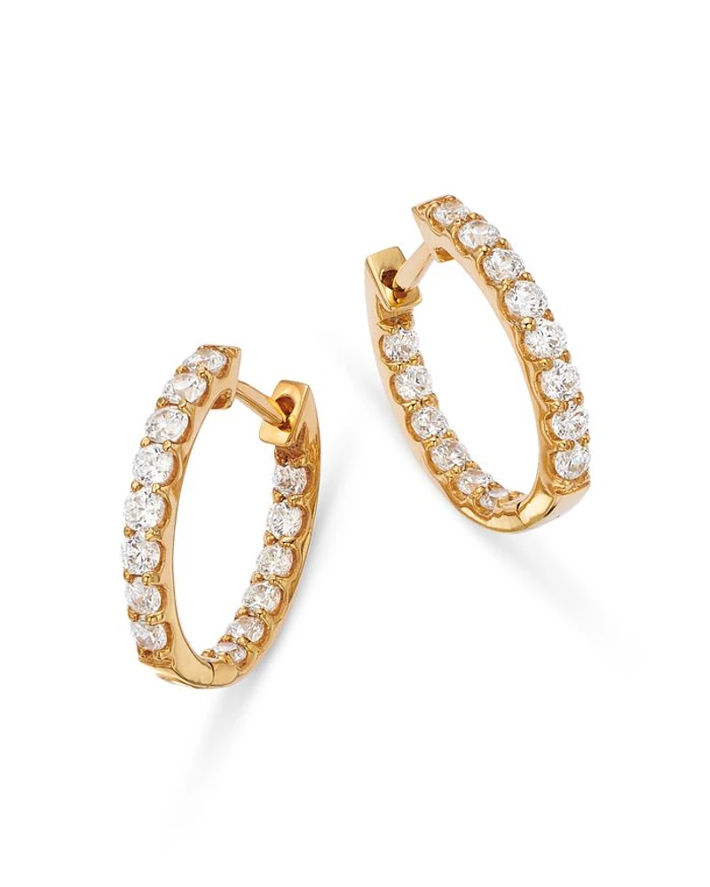 Diamond Oval Inside Out Hoop Earrings in 14K Yellow Gold, 1.50 tcw