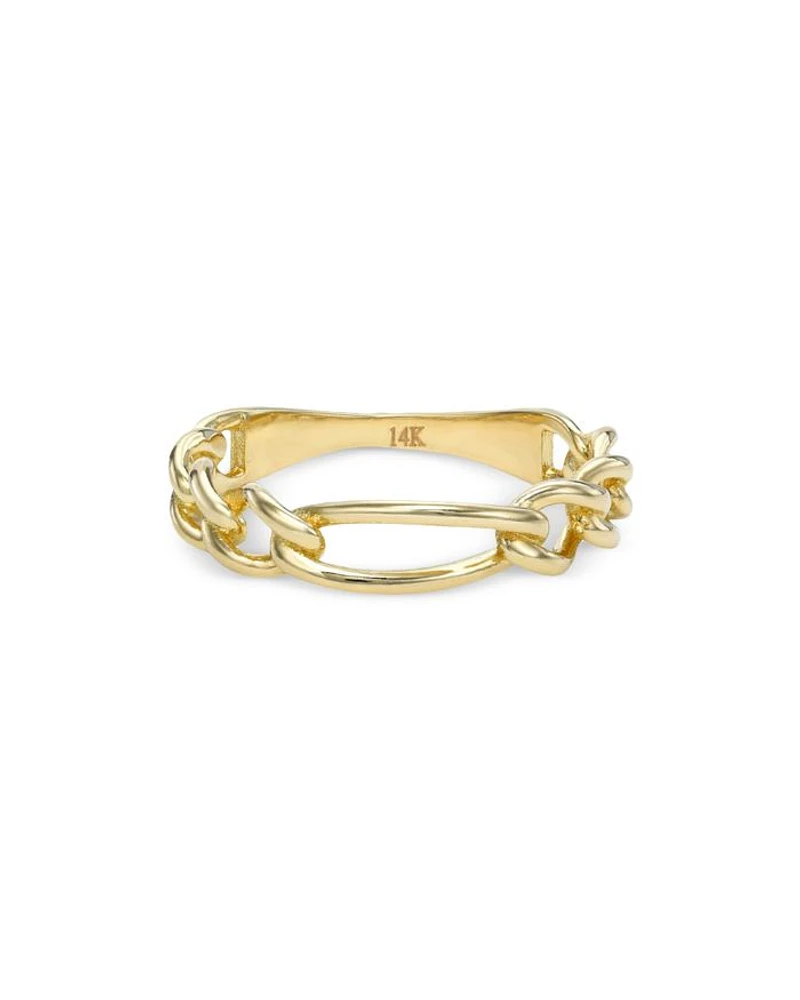 14K Yellow Gold Figaro Link Ring