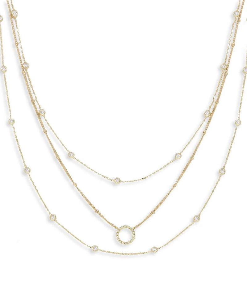 Monroe Crystal Cubic Zirconia Layered Collar Necklace in 18K Gold Plated, 14"-19"