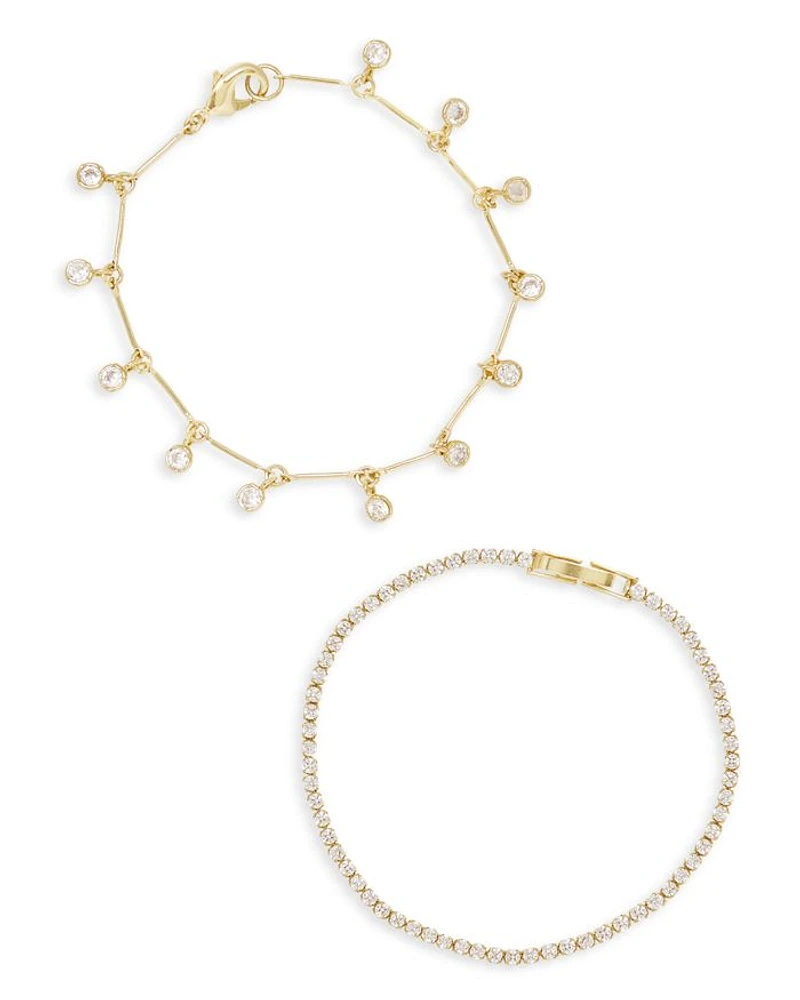 Cubic Zirconia Bracelets, Set of 2