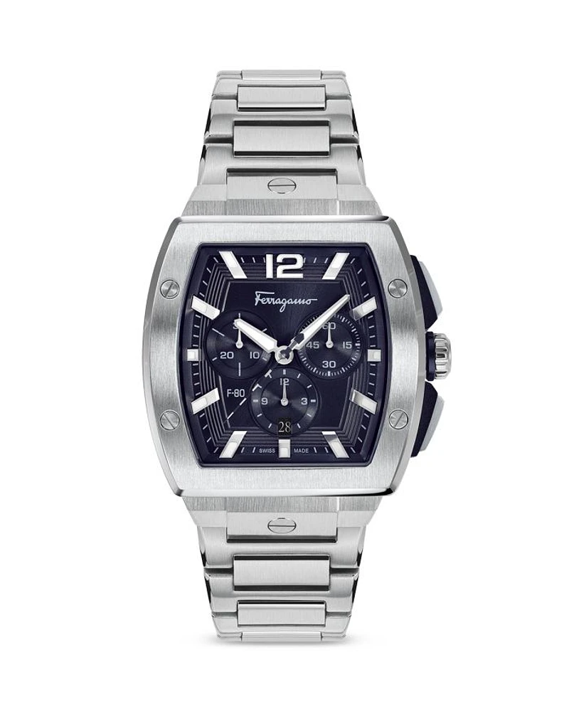 F-80 Tonneau Stainless Steel Chronograph Watch, 41.8mm