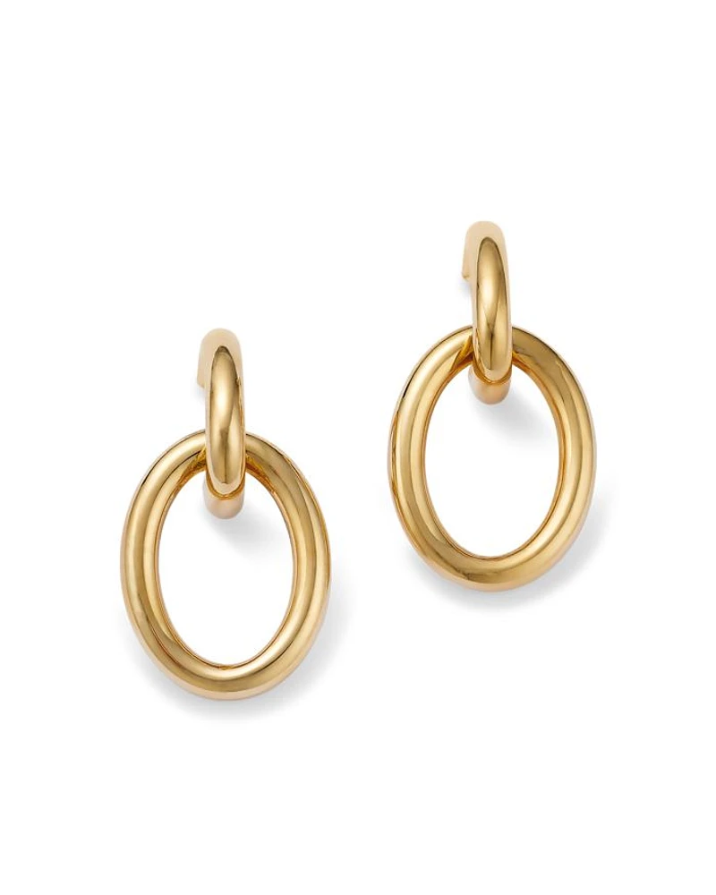 14K Yellow Gold Doorknocker Drop Earrings