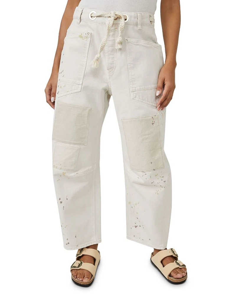 Moxie Low Slung Pull On Drawstring Barrel Jeans