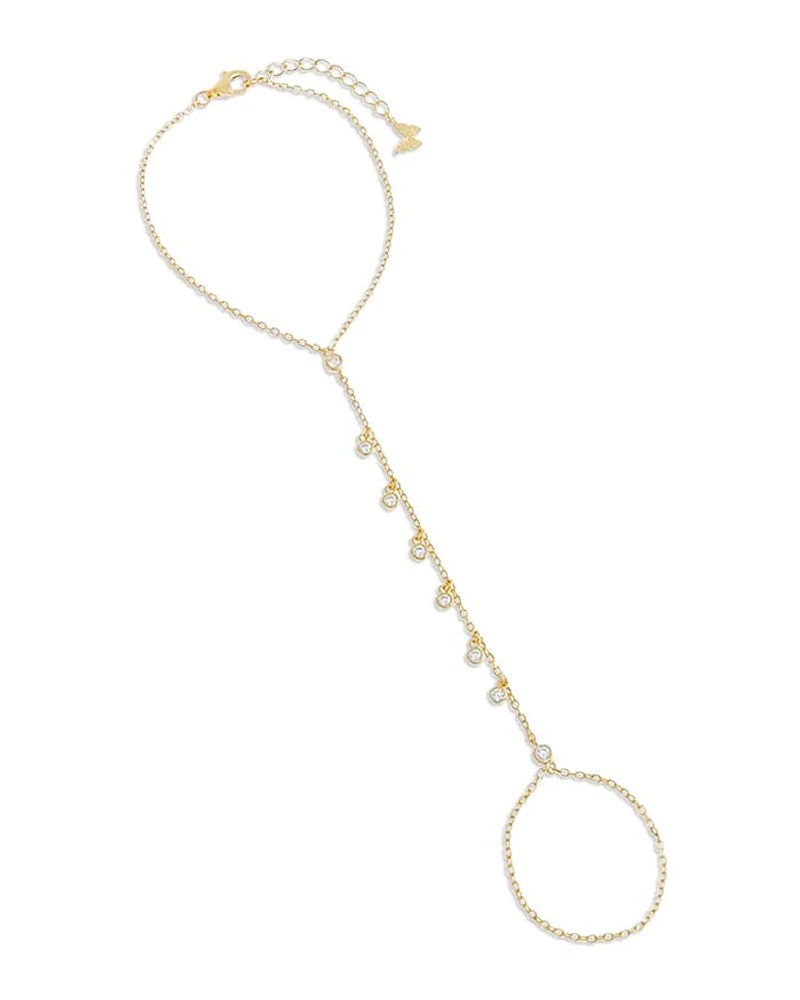 Bezel Shaker Hand Chain Bracelet in 14K Gold Plated Sterling Silver