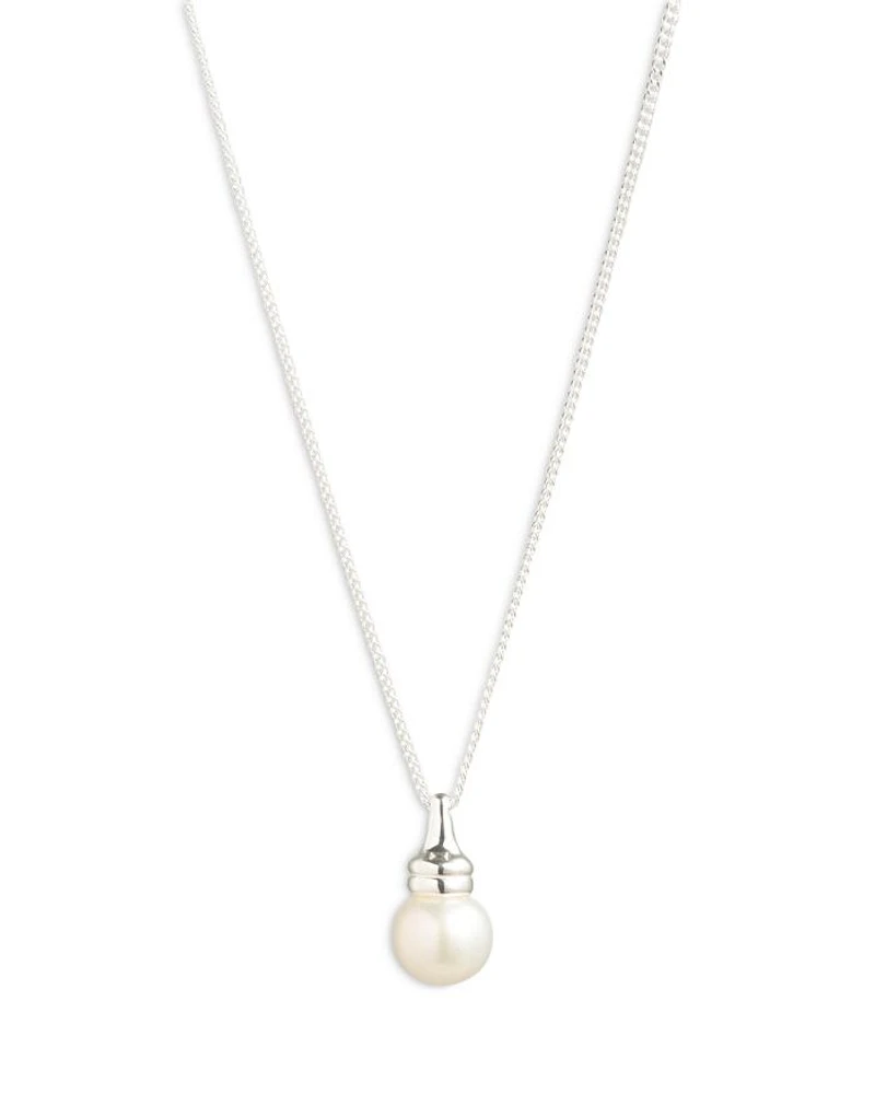 Sterling Silver & Cultured Freshwater Pearl Pendant Necklace, 15"-18"