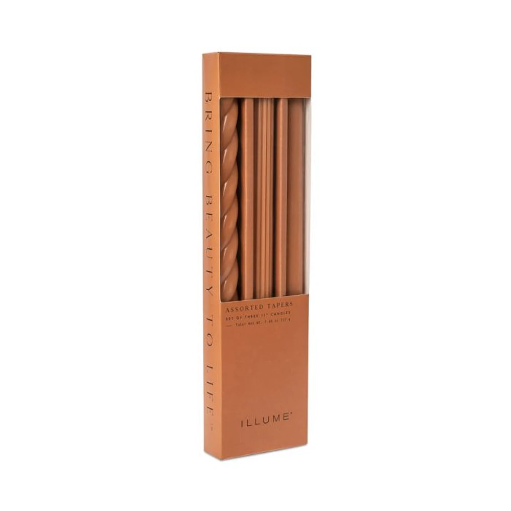 Assorted Burnt Orange Candle Tapers 3-pack, 7.65 oz.