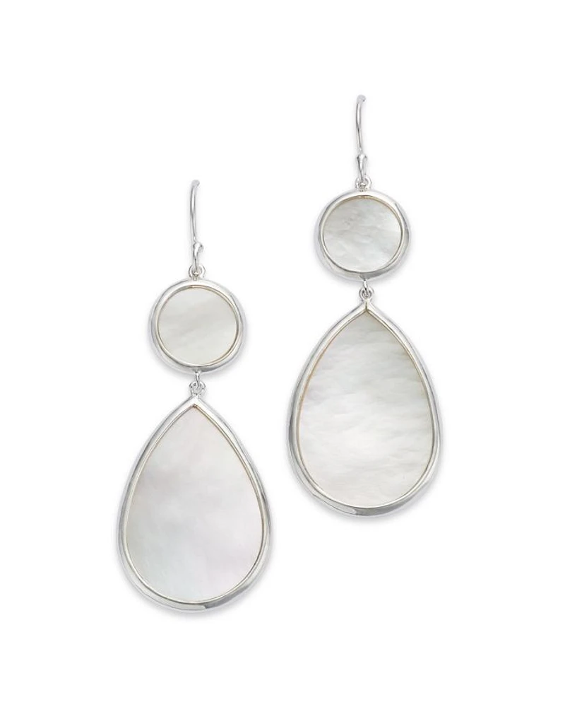 Sterling Silver Rock Candy Mother of Pearl Dot & Teardrop Drop Earrings