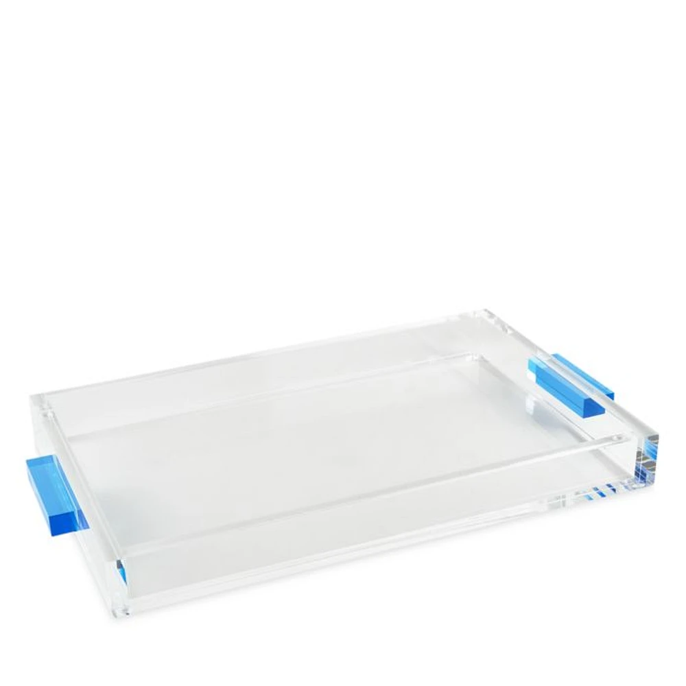 Clear Tray with Blue Handles
