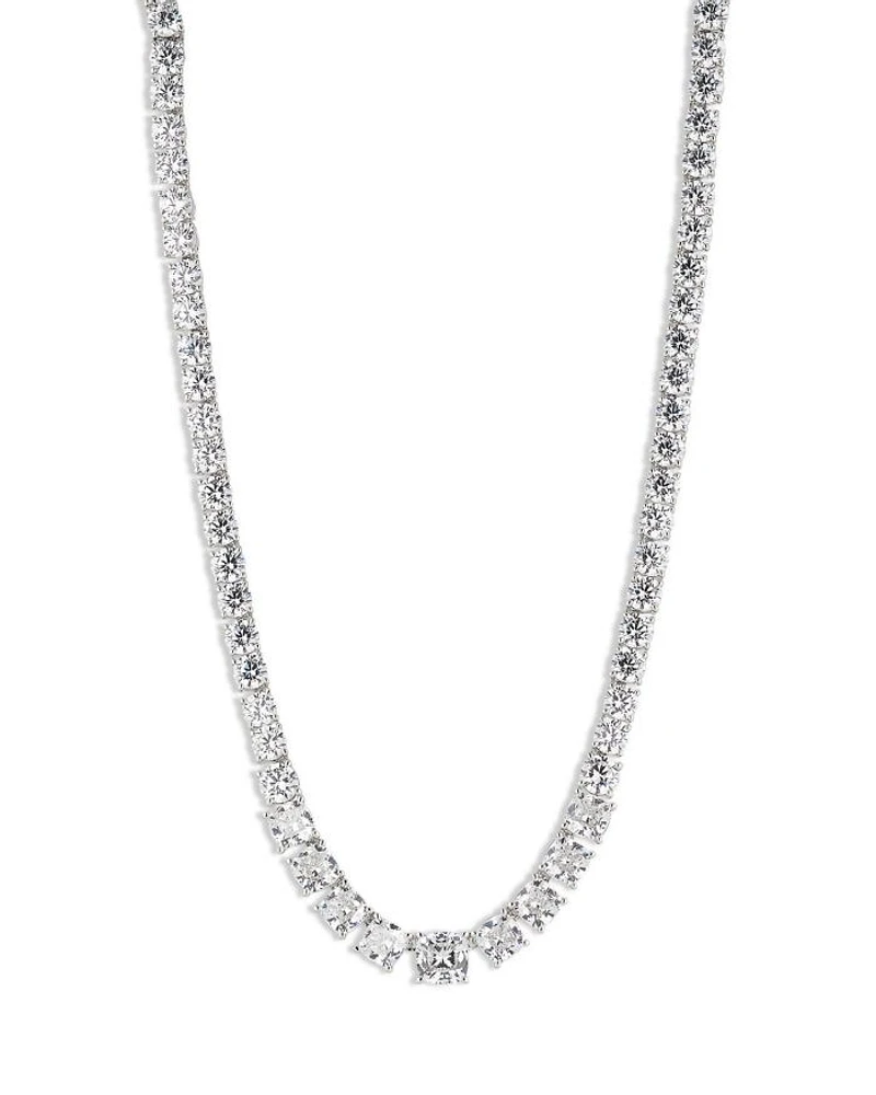 Rockstars Cubic Zirconia Collar Necklace in Rhodium Plated, 16"