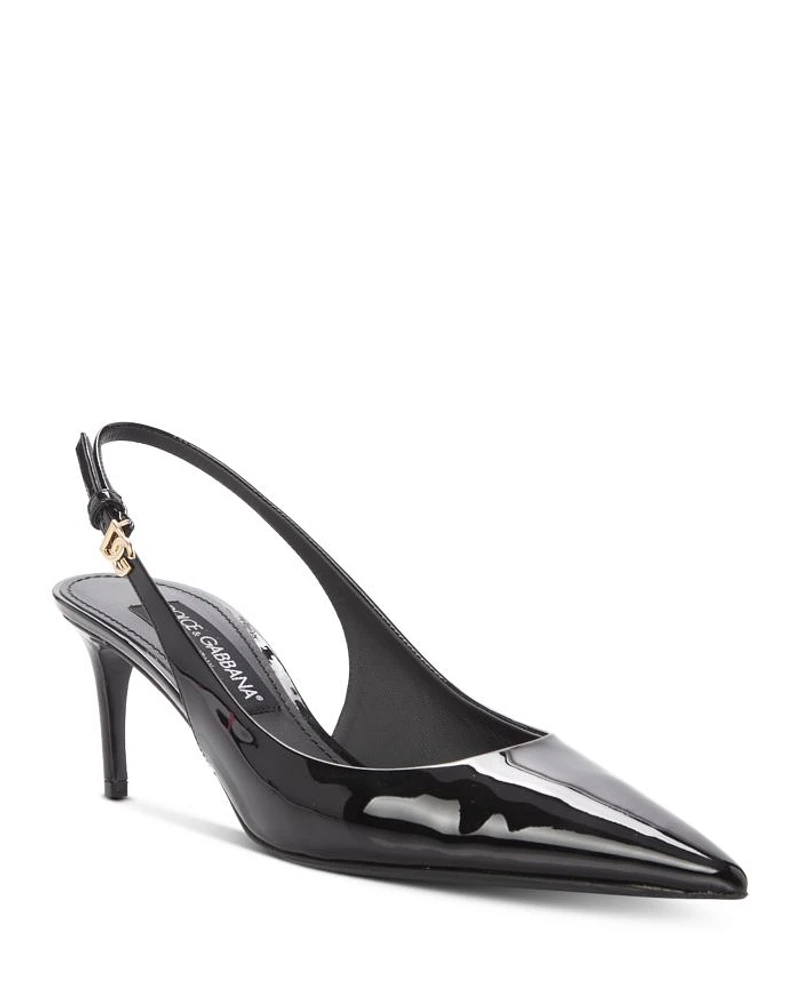 Women's Glossy Pointed Toe Slingback Pumps