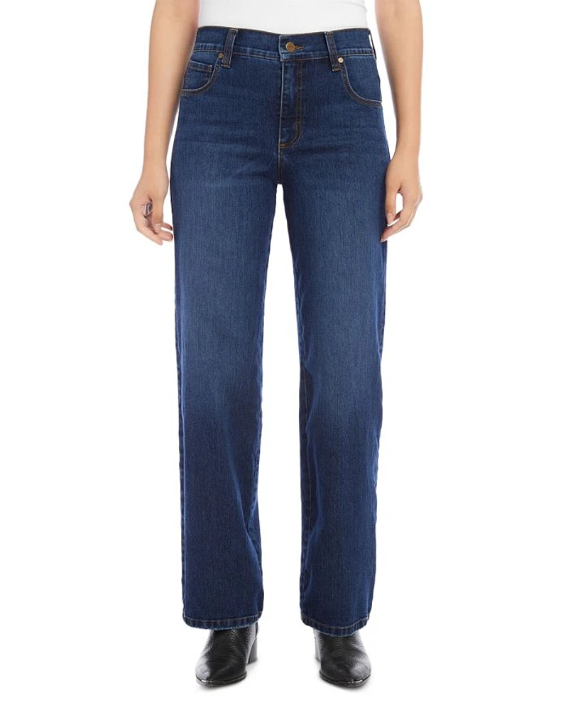 Mid Rise Wide Leg Jeans Denim