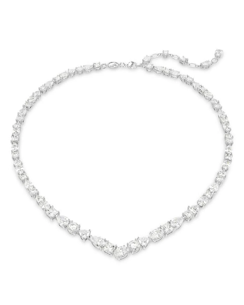 Mesmera Mixed Cut Crystal Necklace in Rhodium Plated, 15"
