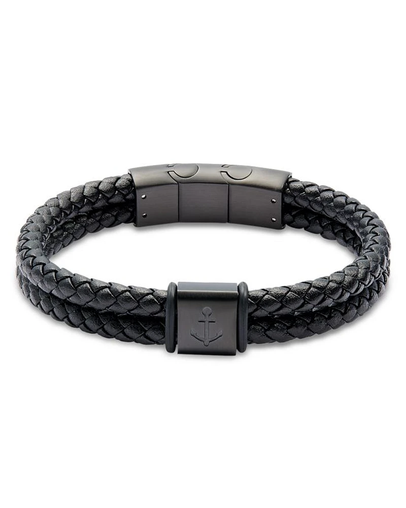 Anchor Braided Leather Bracelet