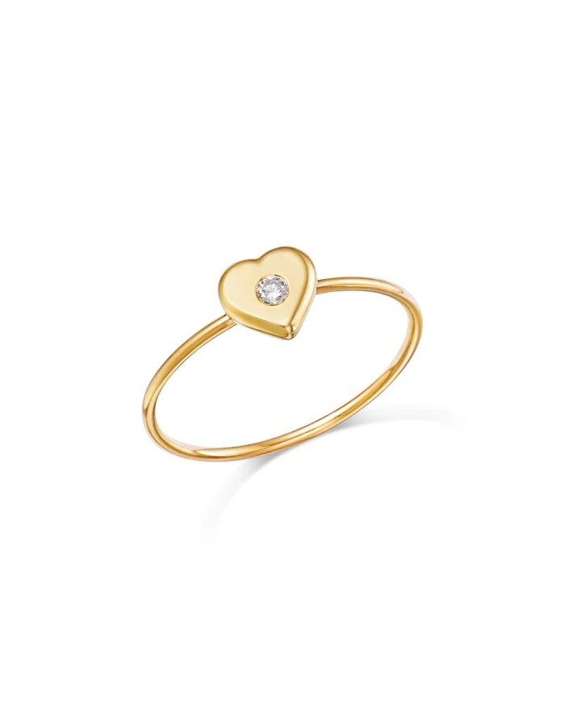 14K Yellow Gold Feel the Love Diamond Heart Ring