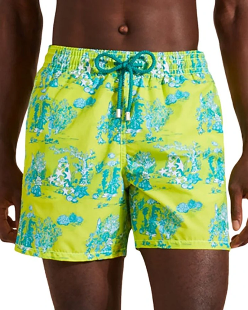 Moorea Deep Sea Toile De Jouy Print 6" Swim Trunks