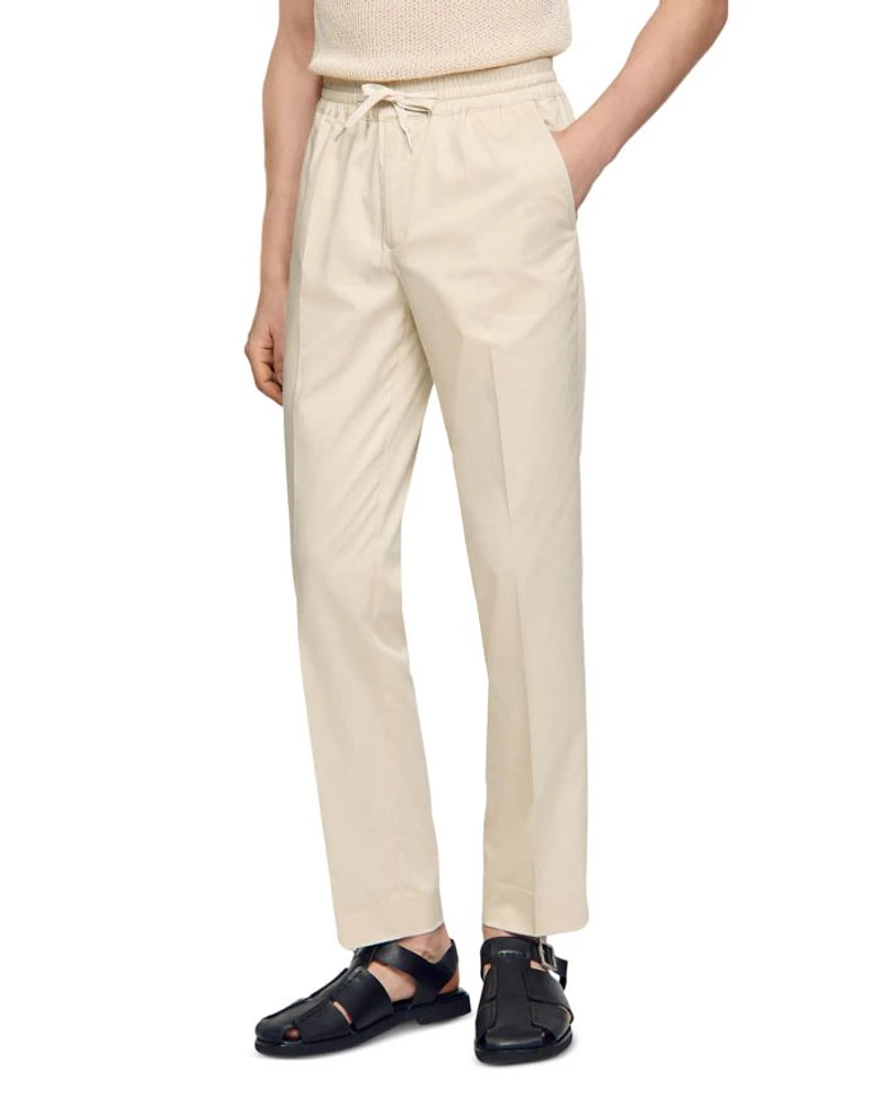 Alpha Cotton Blend Straight Leg Drawstring Pants