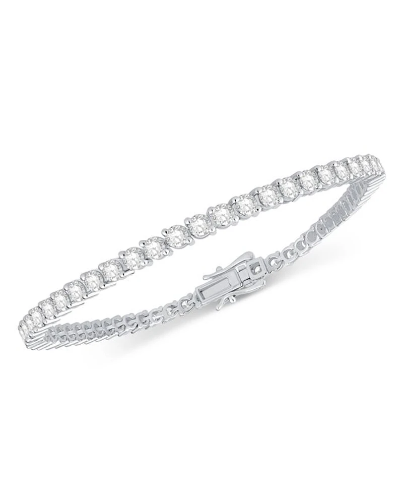 Certified Diamond Double Prong Tennis Bracelet in 14K White Gold, 5.0 tcw