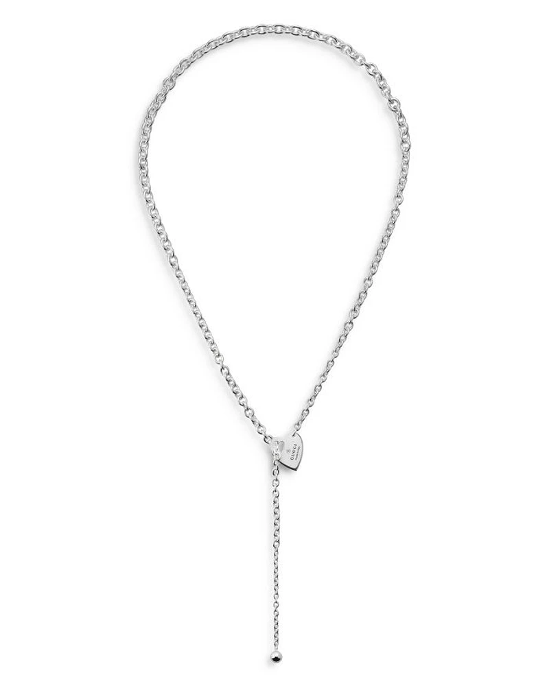 Sterling Silver Trademark Heart Lariat Necklace, 24"