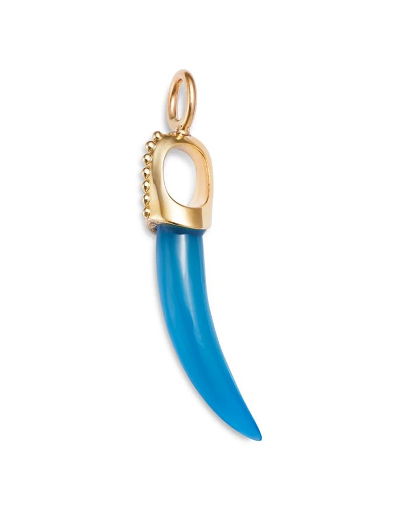 14K Yellow Gold Stone Horn Charm