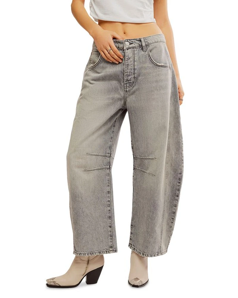 We The Free Good Luck Mid Rise Barrel Jeans Falcon Grey