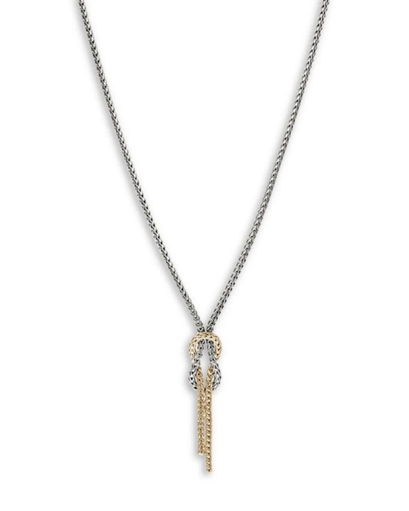 14K Yellow Gold & Sterling Silver Love Knot Lariat Necklace, 16-18"