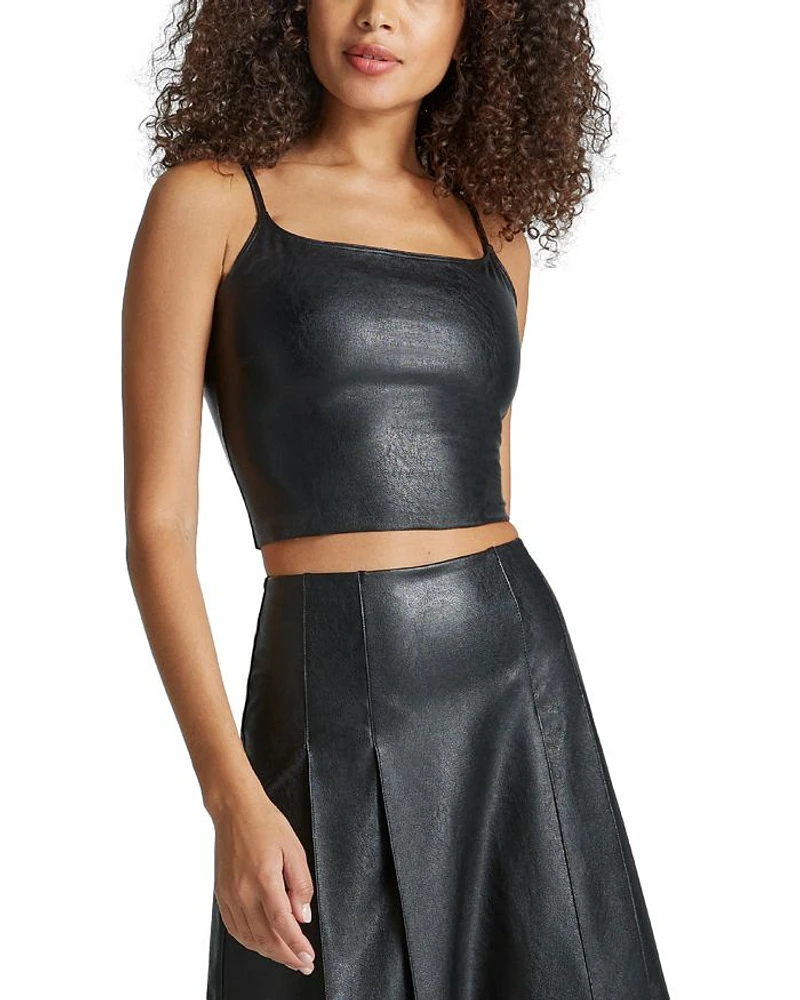 Faux Leather Cropped Top