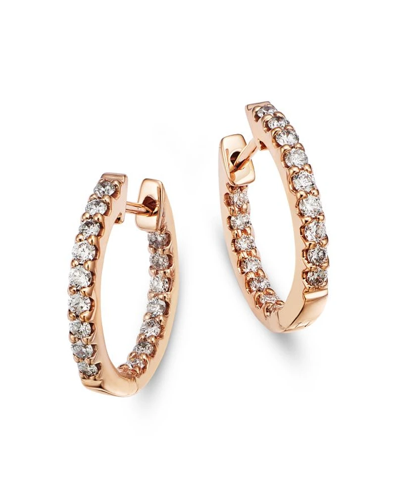 Diamond Inside Out Huggie Hoop Earrings in 14K Rose Gold, 0.50 tcw