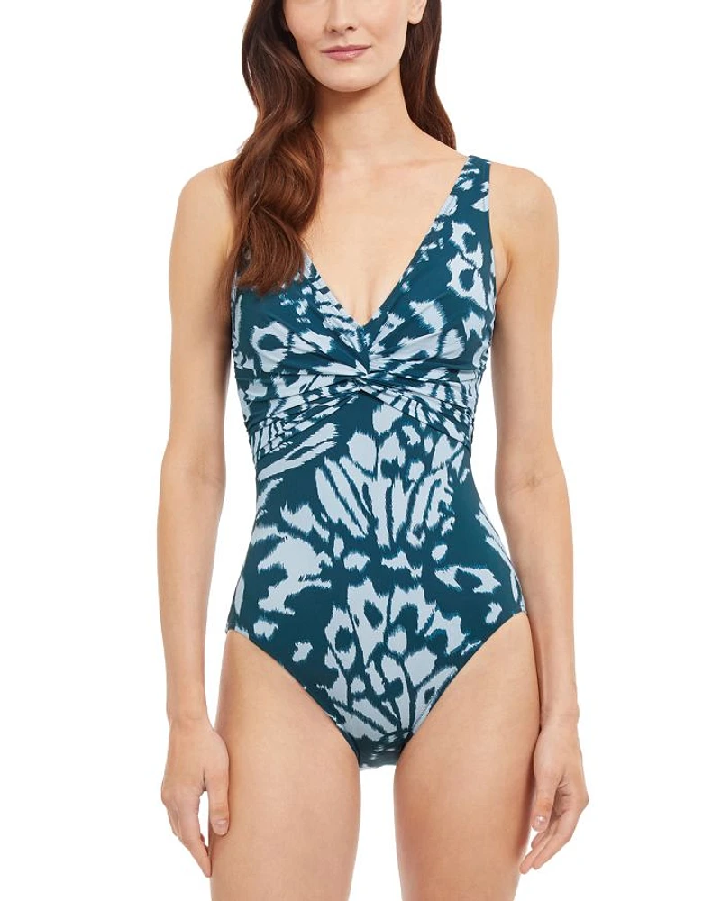 Miss Butterfly Surplice One Piece Swimsuit