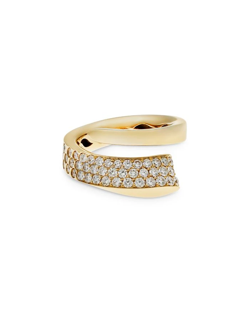 18K Yellow Gold Like Diamond Pavé Bypass Ring - Exclusive, Italy Campaign
