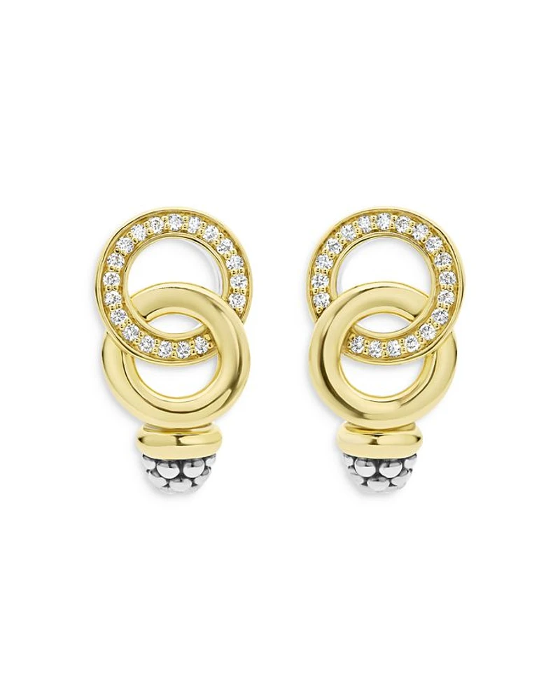 18K Yellow Gold & Sterling Silver Signature Caviar Diamond Statement Earrings
