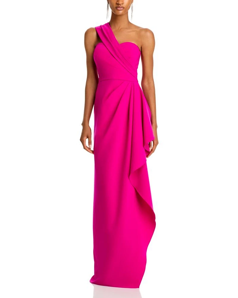One Shoulder Side Drape Gown